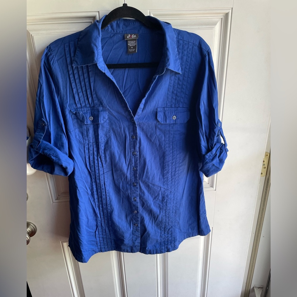 Dots Vibrant Blue Cotton Blend Top